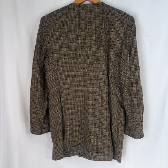 Rena Rowan for Saville Brown Tweed Single Breasted 3 Button Long Blazer Size 10 - Picture 2 of 13